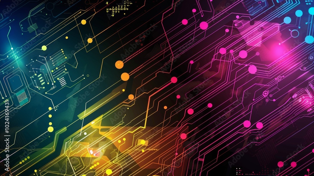 Poster abstract color scheme highlighting network security.