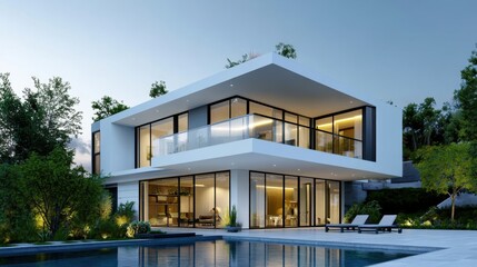Fototapeta premium Elegant Modern Villa with Contemporary Design