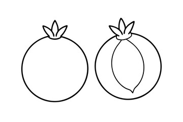 Two Pomegranate line art logo icon vector illustration.