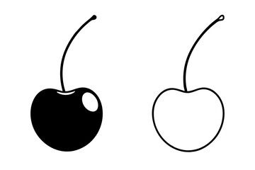 Two  cherry in the form of heart logo icon vector illustration.