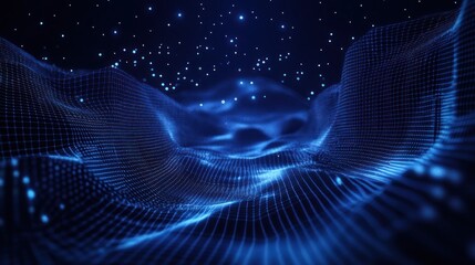Obraz premium Abstract Digital Landscape with Starry Background