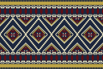 Beautiful seamless cross stitch pattern.geometric ethnic oriental pattern traditional background.Aztec style,abstract,vector,illustration.design for texture,fabric,clothing,wrapping,decoration,carpet.