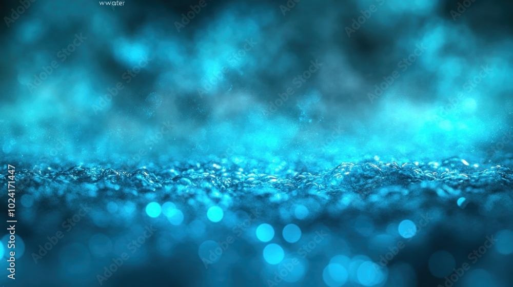Wall mural abstract blue background with bokeh lights and blurred effect.