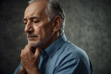 Obraz premium A man with severe neck pain due to cervical spondylosis