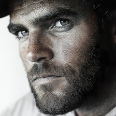 Obraz premium Close-Up Portrait of a Man with Intense Gaze