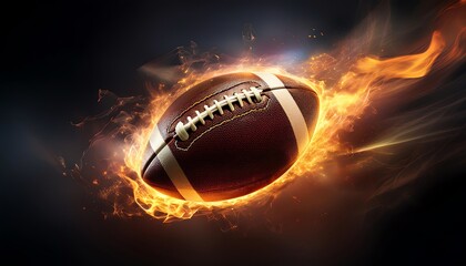 Fototapeta premium A dynamic football engulfed in flames, symbolizing intensity and energy in sports.