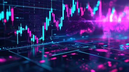 Futuristic Digital Background with Graphs and Data