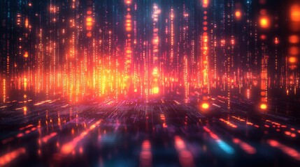 Naklejka premium Vibrant Code Stream with Dynamic Light Effects