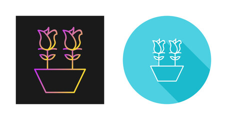 Tulips in Pot Vector Icon