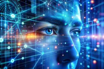 Digital network visualization glowing nodes representing artificial intelligence