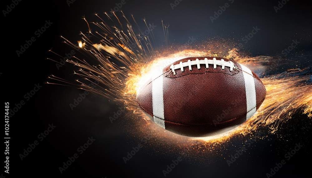 Poster a dynamic football appears to explode with motion and energy against a dark background, emphasizing 