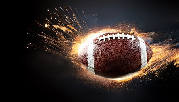 A dynamic football appears to explode with motion and energy against a dark background, emphasizing speed and excitement in sports.