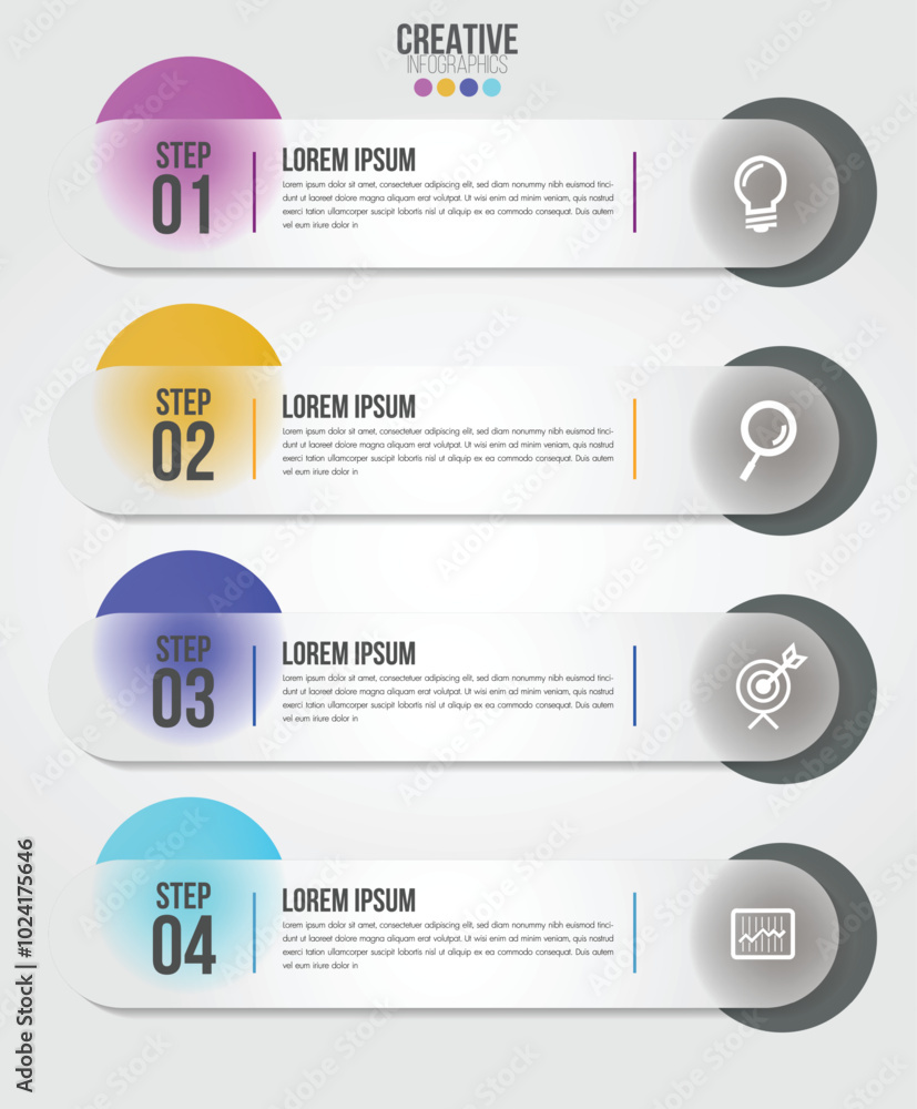 Poster business infographics 4 steps options design template.data and information visualization.dynamic col