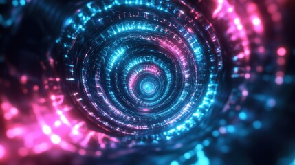 Vibrant Spiral of Glowing Light in Motion