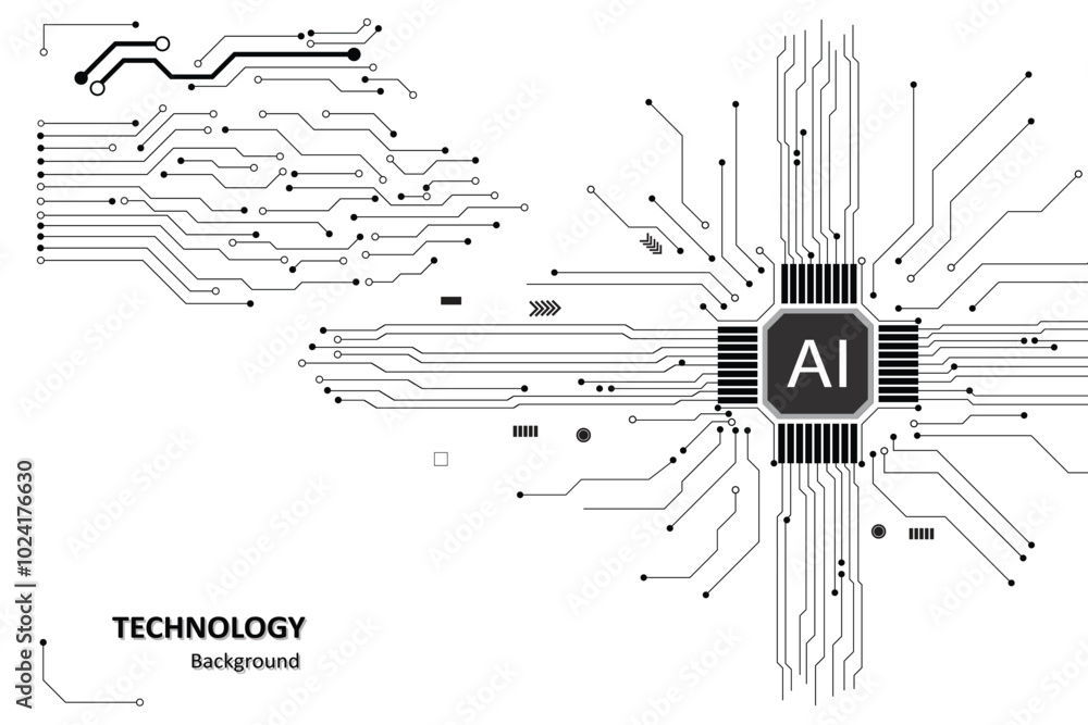 Fototapete black circuit diagram 