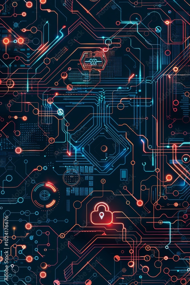 Poster background pattern with abstract cyber safety elements.