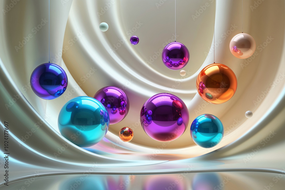 Poster abstract background wallpaper, vibrant orbs floating in a smooth, ethereal environment, with light r