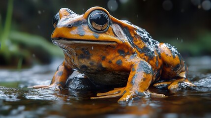 Close Up of a Frog in the Rain