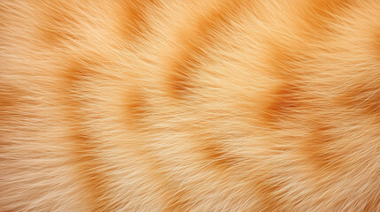 A close-up image of orange cat fur, showcasing its soft, fluffy texture and subtle stripes. 