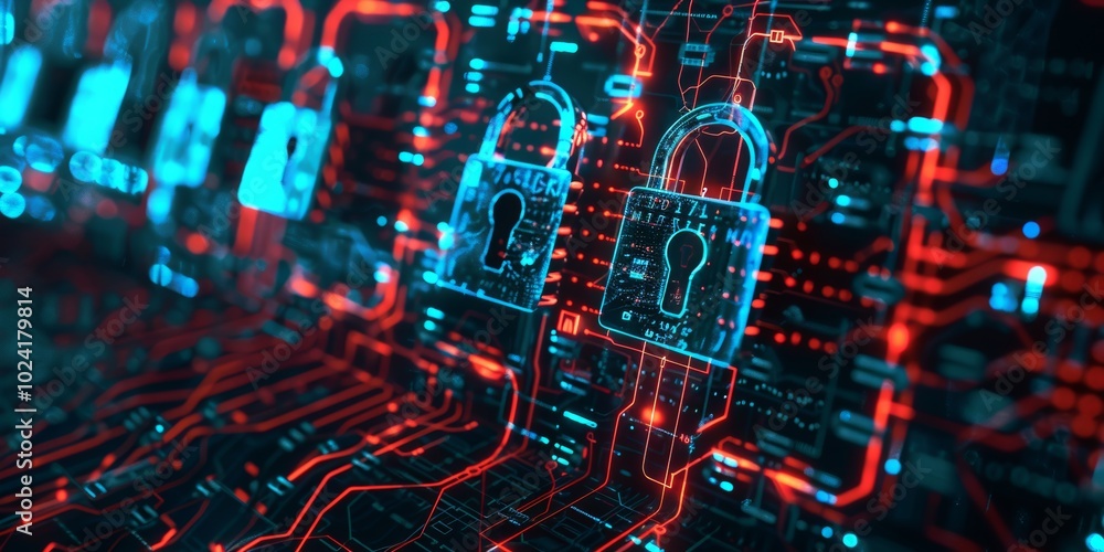 Aufkleber conceptual depiction of cybersecurity themes.