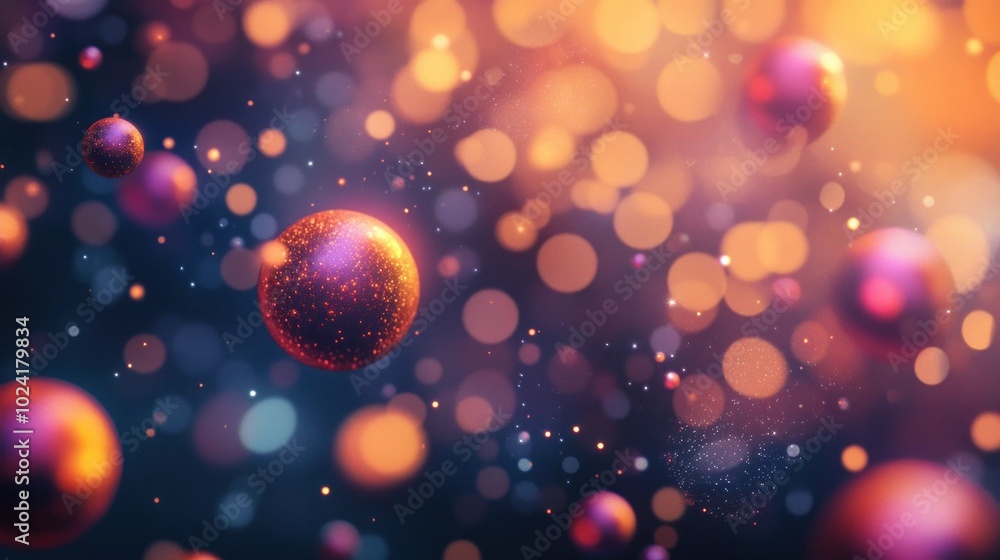 Aufkleber abstract background with glittering orbs and bokeh lights
