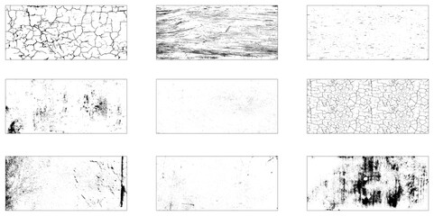 Obraz premium Dust grain isolated on white background grunge overlay texture vector. Set of vector paint brush stroke, ink splash and grungy decoration elements.