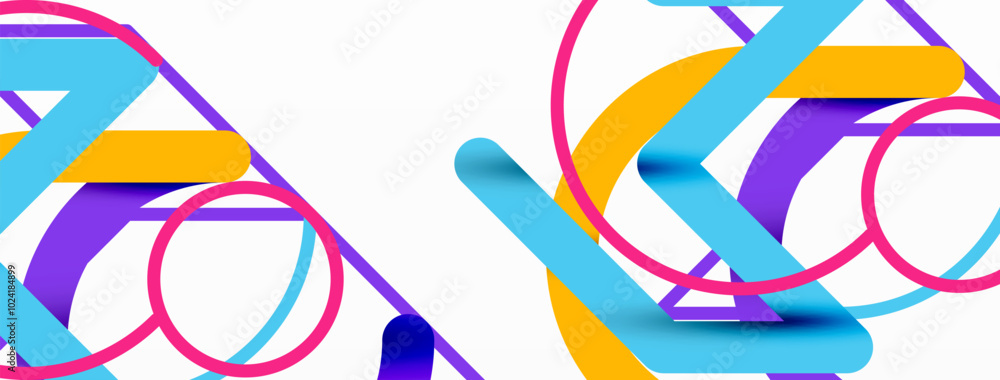 Aufkleber Abstract background. Circles and colorful round shape lines. Linear geometric minimal design