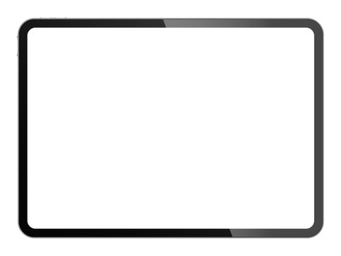 Apple iPad Pro M4 Tablet PC Device Blank Screen Shiny Frame Mockup Template. Vector Illustration