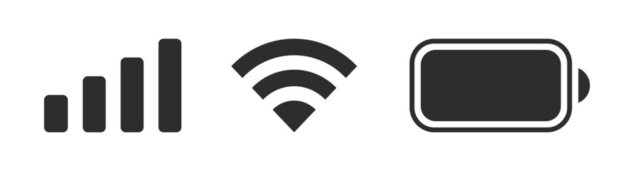 iPhone ios notification bar battery wifi signal icons vector illustration
