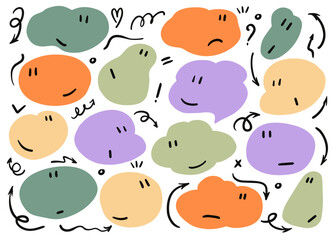 Arrows and bubbles hand drawn set, vector