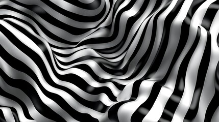 Abstract Black and White Striped Wavy Pattern Background