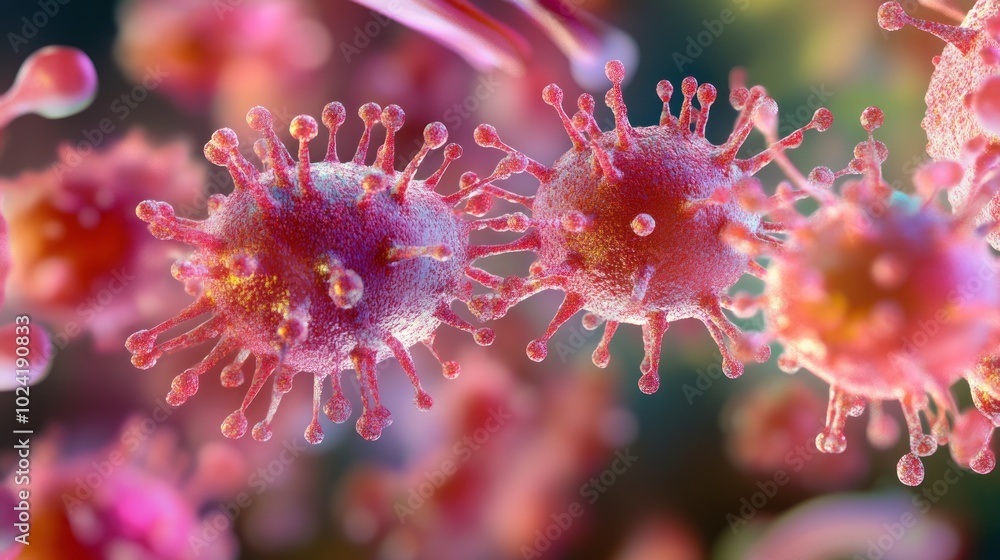 Aufkleber microscopic view of viruses displaying their structure and detail.