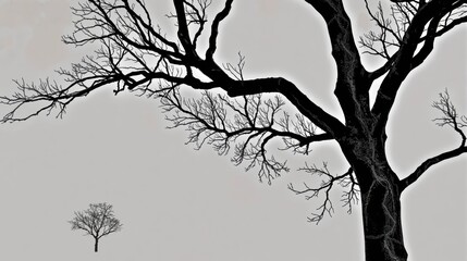 Obraz premium Generative AI, This image captures the essence of minimalist nature, featuring a single tree standing alone in a vast, featureless white space