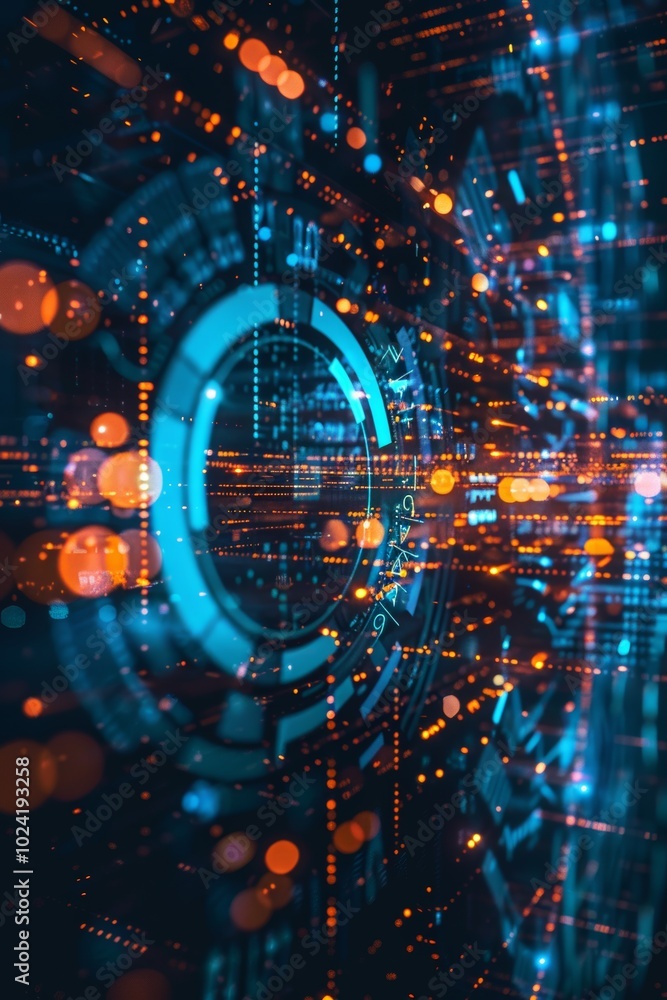 Poster abstract visualization of cyber security measures.