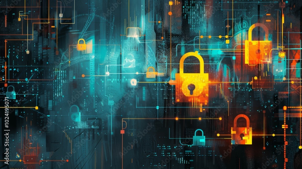 Poster artistic representation of network security.