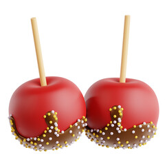 Red Candy Apples with Sprinkles and Sticks