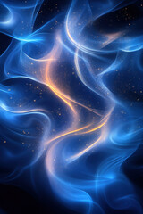 Bright speed blue light lines and shimmer over black background