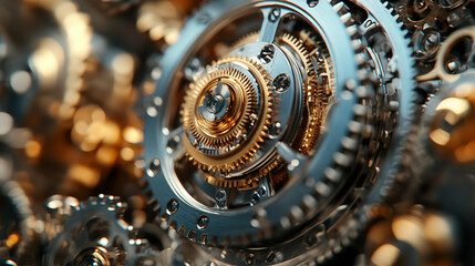 Close-up of intricate watch mechanism with gears and cogs