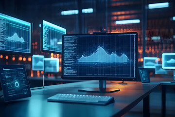 Fototapeta premium innovative document management technologies displayed in action with smart devices collaborating in the cloud showcasing sleek interfaces and organized digital workspaces that enhance productivity