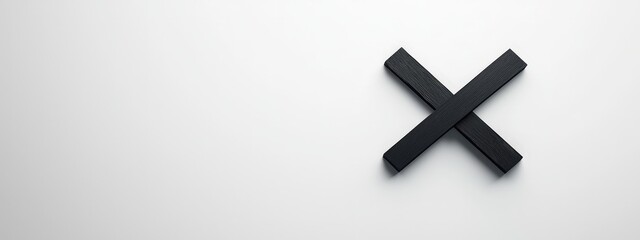 Obraz premium Minimalist cross made of two intersecting lines on a plain background