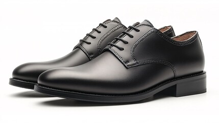 Classic black leather dress shoes with a polished finish, perfect for formal occasions and business attire.