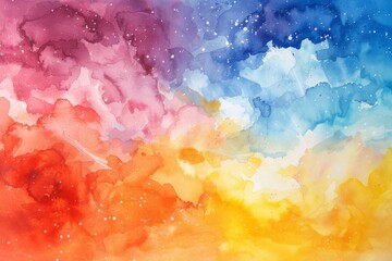 Fototapeta premium Vibrant Abstract Watercolor Painting with Colorful Gradient and Splashes of Paint