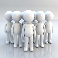 Group of white 3D people. Generative Ai