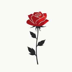 Minimalistic illustration of a red rose on a white background, Valentine's day concept