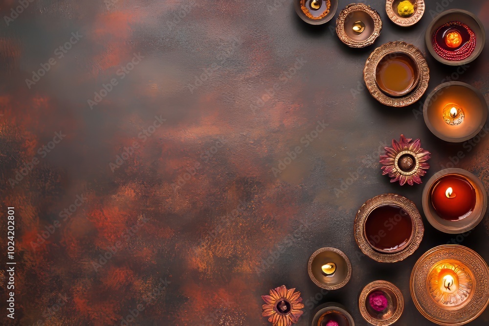 Poster a row of candles in various sizes and colors are arranged on a dark background. the candles are lit,