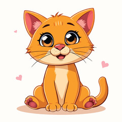 A Cute Cat Sitting With A Adorable Face Flat Character Illustration On Light Background