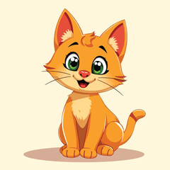 A Cute Cat Sitting With A Adorable Face Flat Character Illustration On Light Background