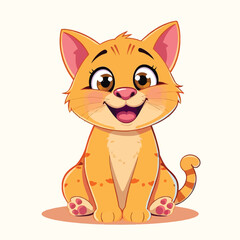 A Cute Cat Sitting With A Adorable Face Flat Character Illustration On Light Background