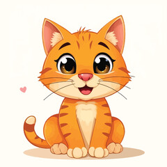 A Cute Cat Sitting With A Adorable Face Flat Character Illustration On Light Background