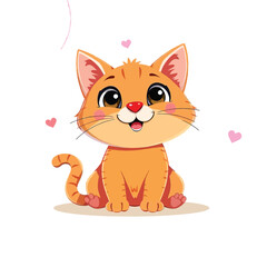 A Cute Cat Sitting With A Adorable Face Flat Character Illustration On Light Background